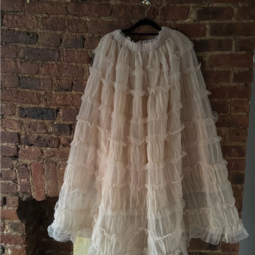 Anthropologie Light Nude Tulle Skirt
